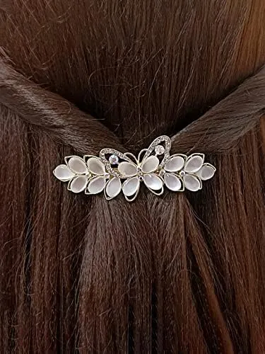 Kairangi Hair Clips for Women Girls Barrette Hair Clips for Women Hair Accessories for Women Butterfly Clip for Women Opal Stone French Barrette Hair Clips for Women and Girls Gift For Women & Girls