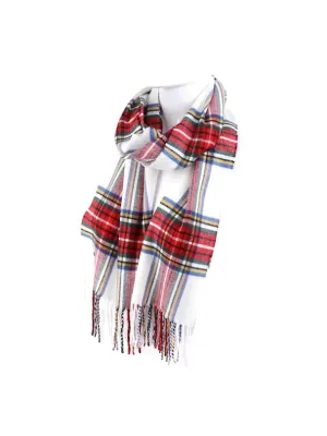 Ladies Red Plaid Cashmere Feel Winter Scarf