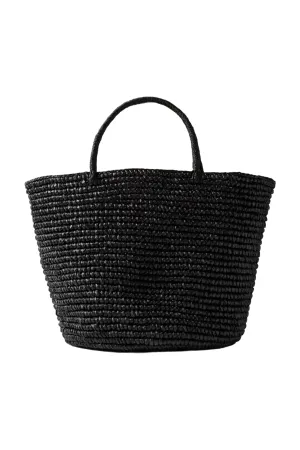 Large Black Straw Tote