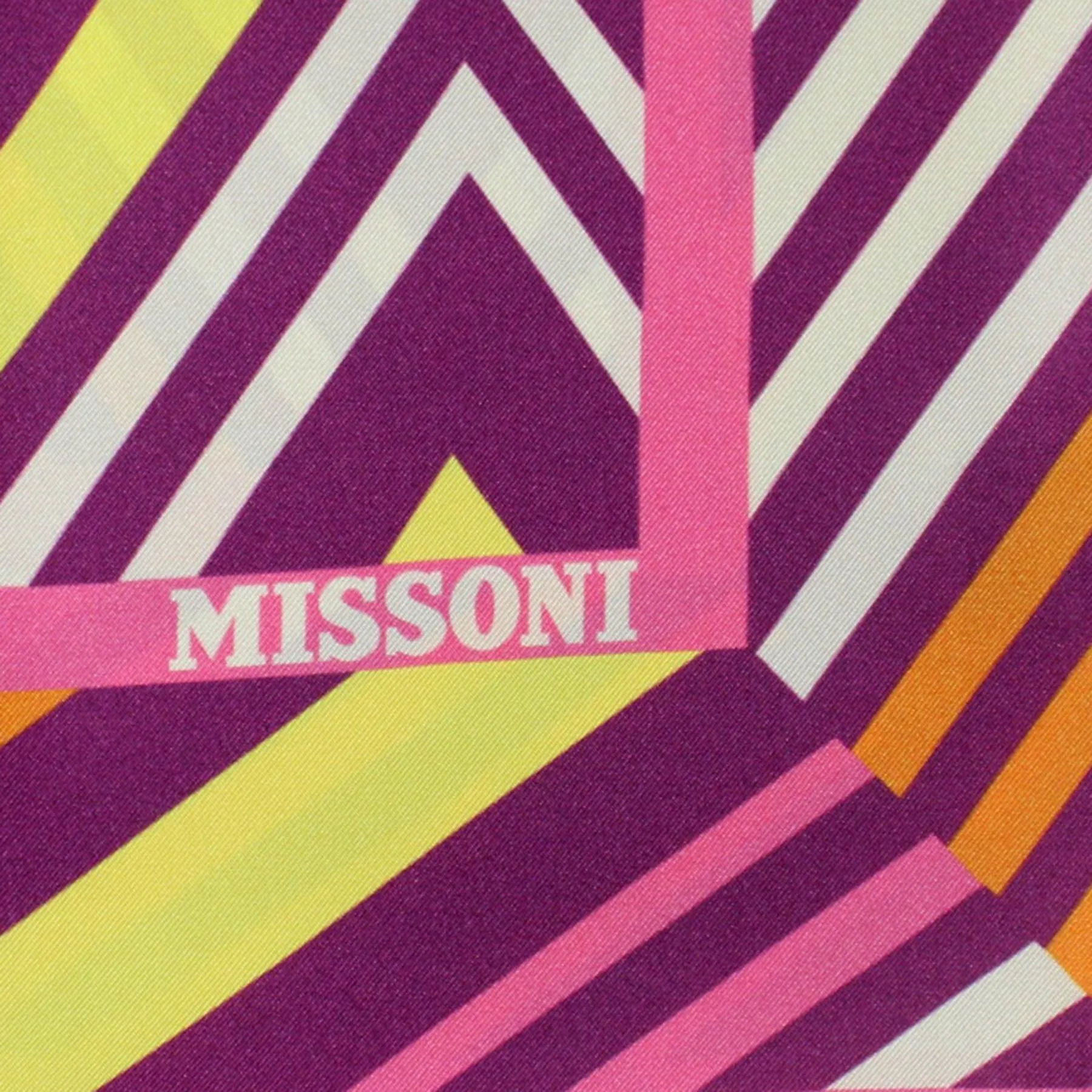 Missoni Silk Scarf Pink Purple Yellow Chevron - Twill Silk Square 36 Inch Foulard SALE