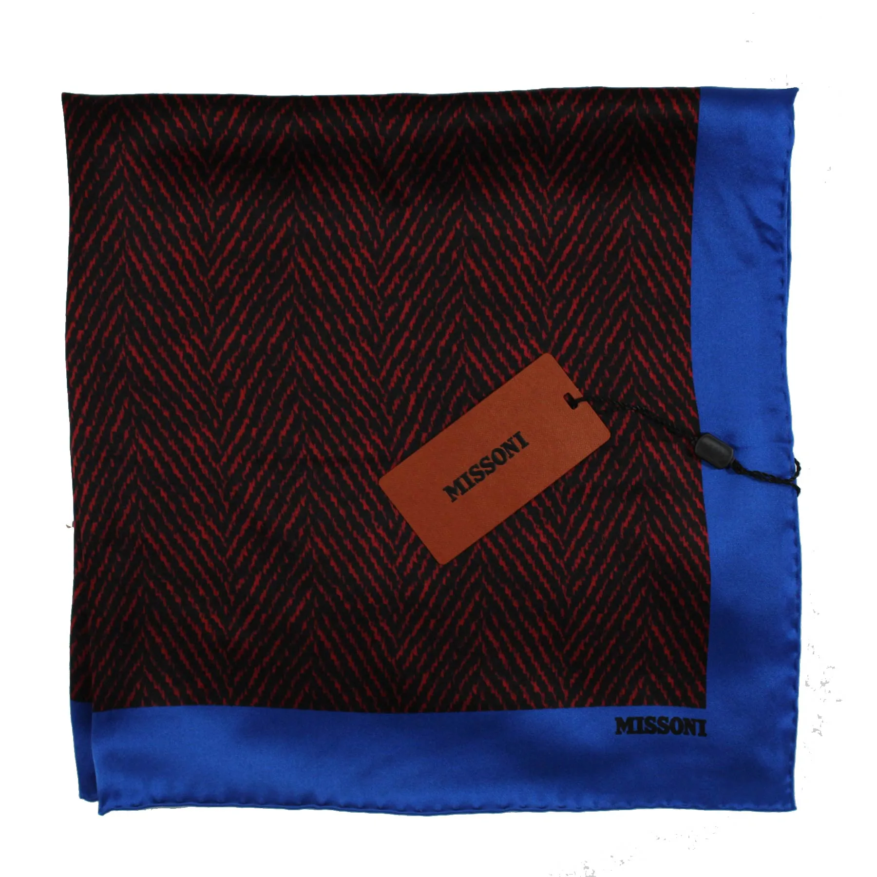 Missoni Small Silk Scarf Royal Blue Fire Red Black