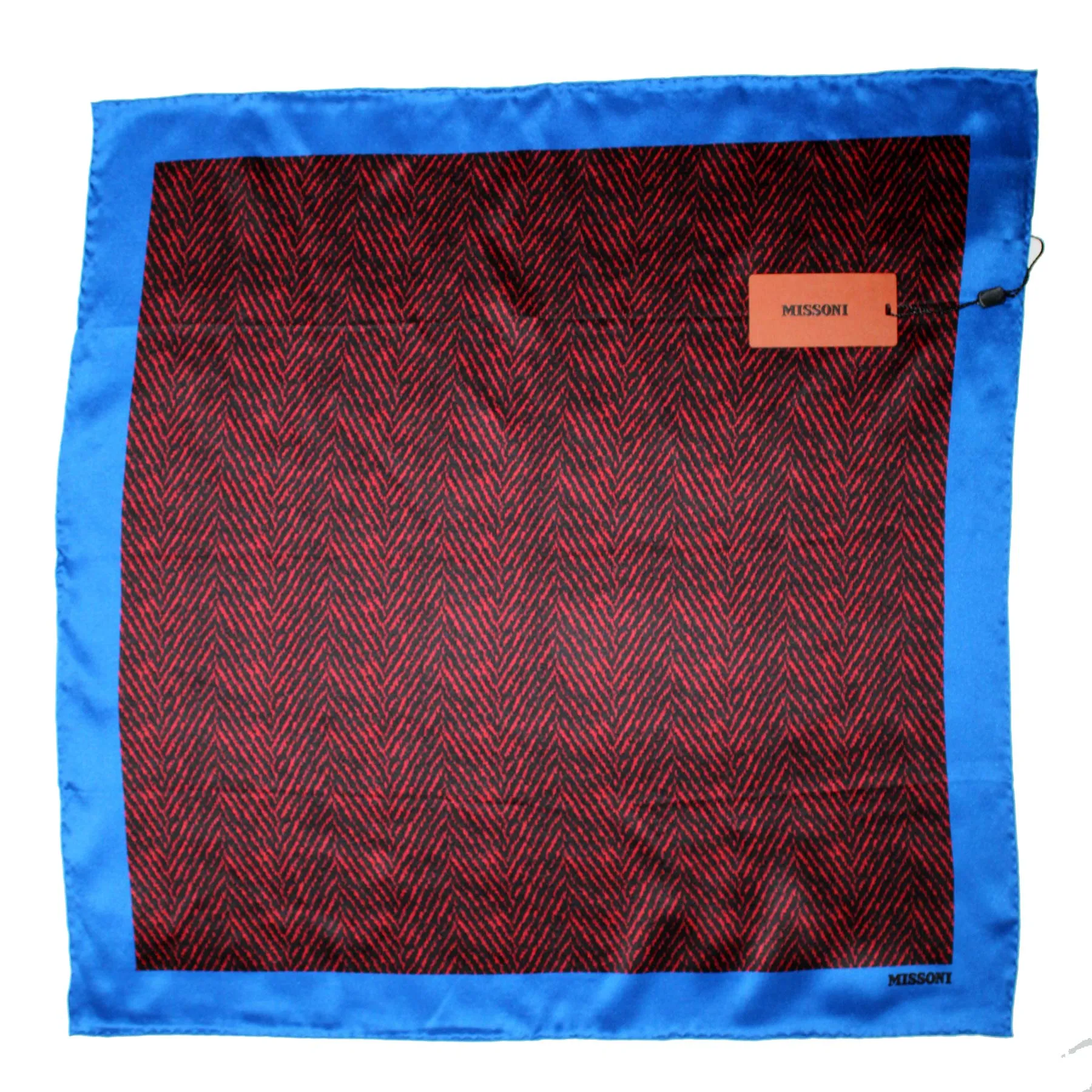 Missoni Small Silk Scarf Royal Blue Fire Red Black