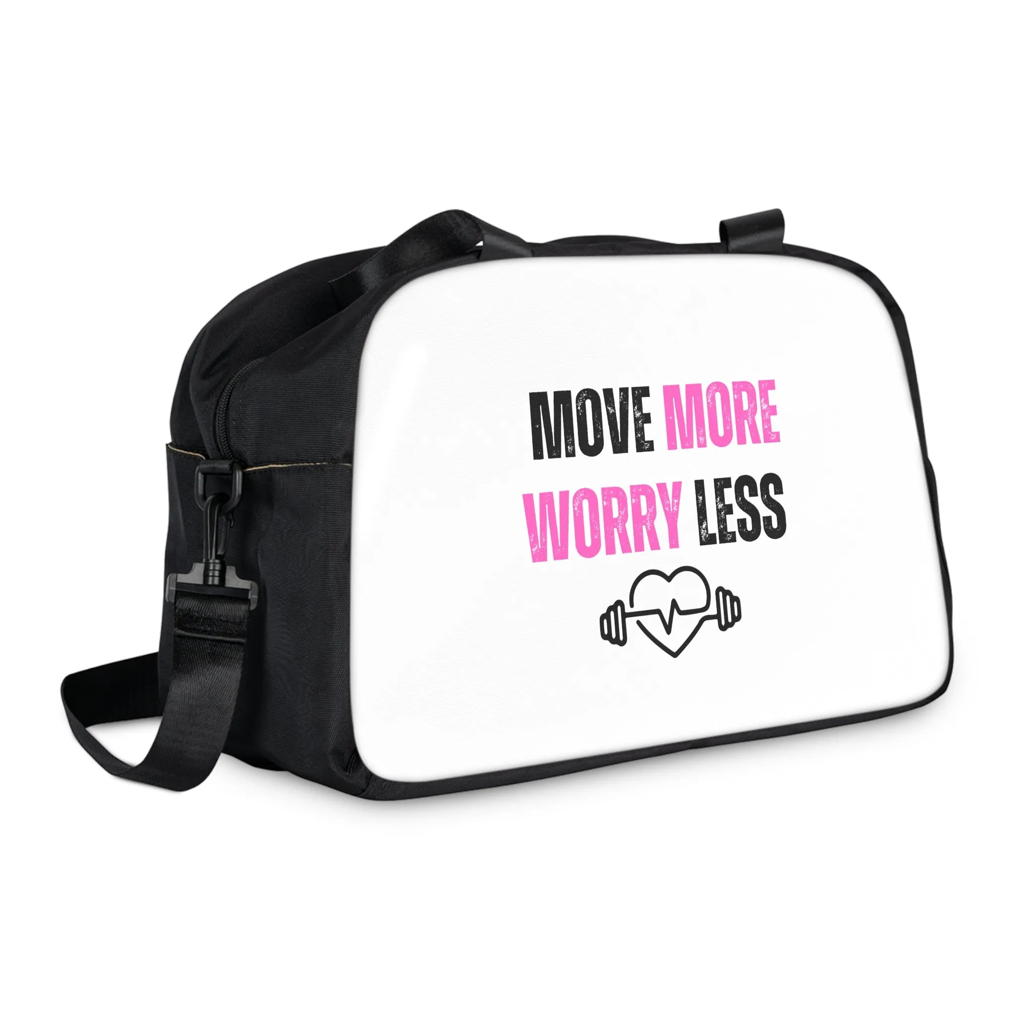 Move More Worry Less Gym Bag | Water-Resistant Fitness Tote | Motivational Workout Bag with Adjustable Strap