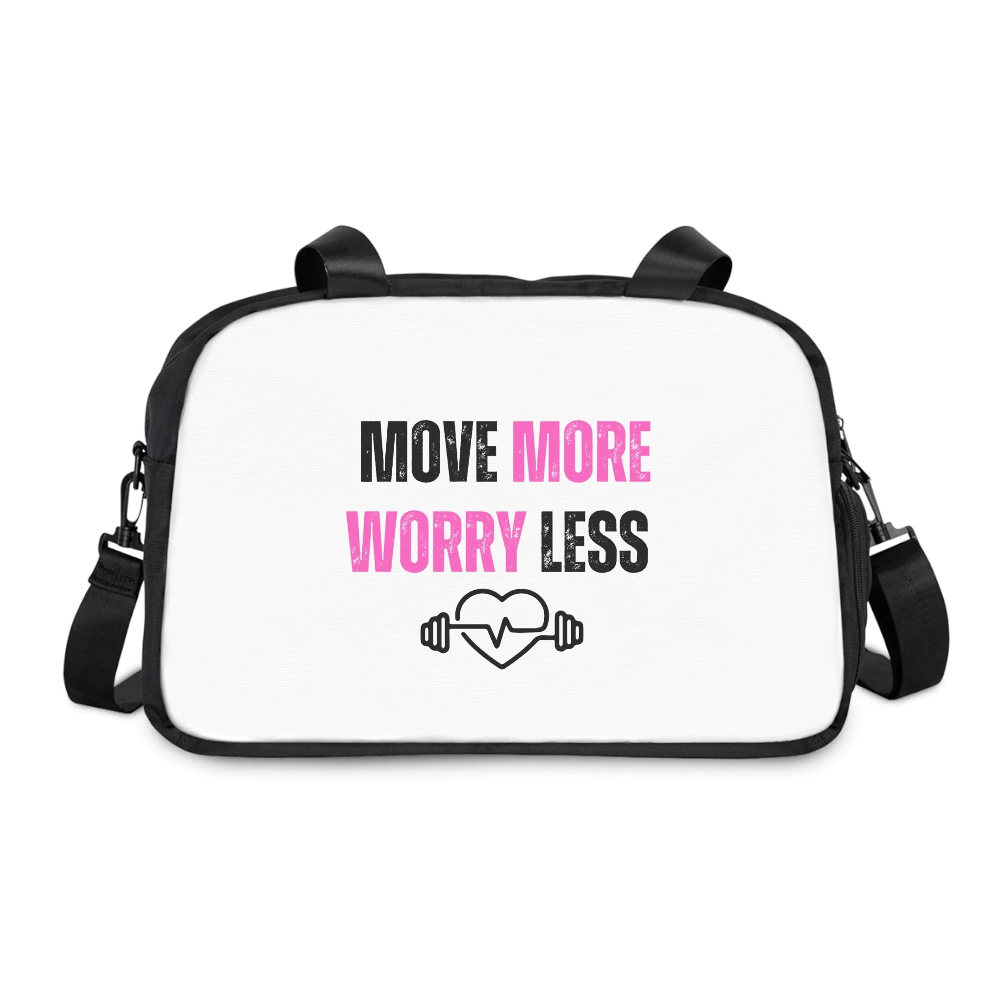 Move More Worry Less Gym Bag | Water-Resistant Fitness Tote | Motivational Workout Bag with Adjustable Strap