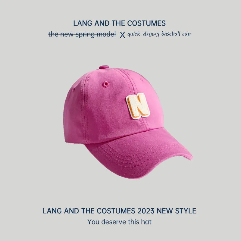 N letter baseball cap women's fashion small head circumference ins soft top all-match peaked cap outdoor summer sun hat