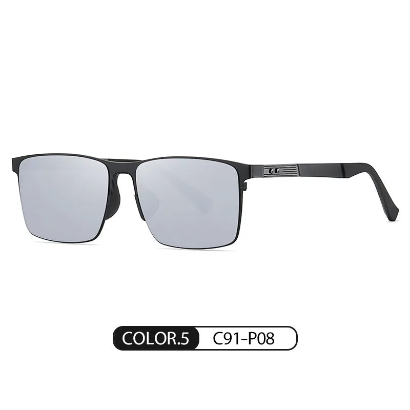 New polarized sunglasses men's square frame sunglasses driving anti-UV HD PC polarized sunglasses