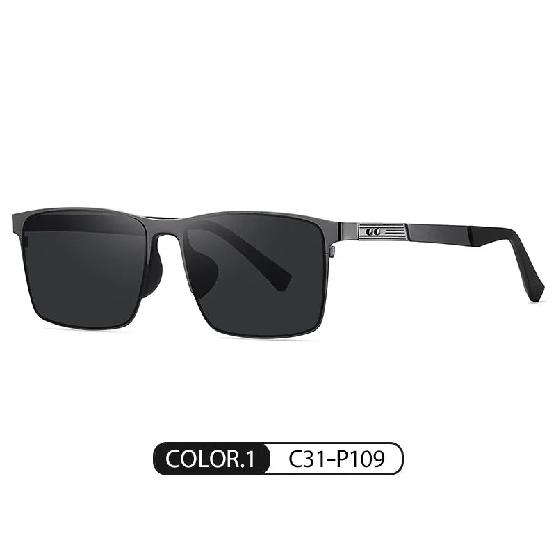 New polarized sunglasses men's square frame sunglasses driving anti-UV HD PC polarized sunglasses