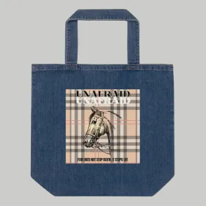 Organic Cotton Denim Tote Bag with Horse Print | Eco-Friendly