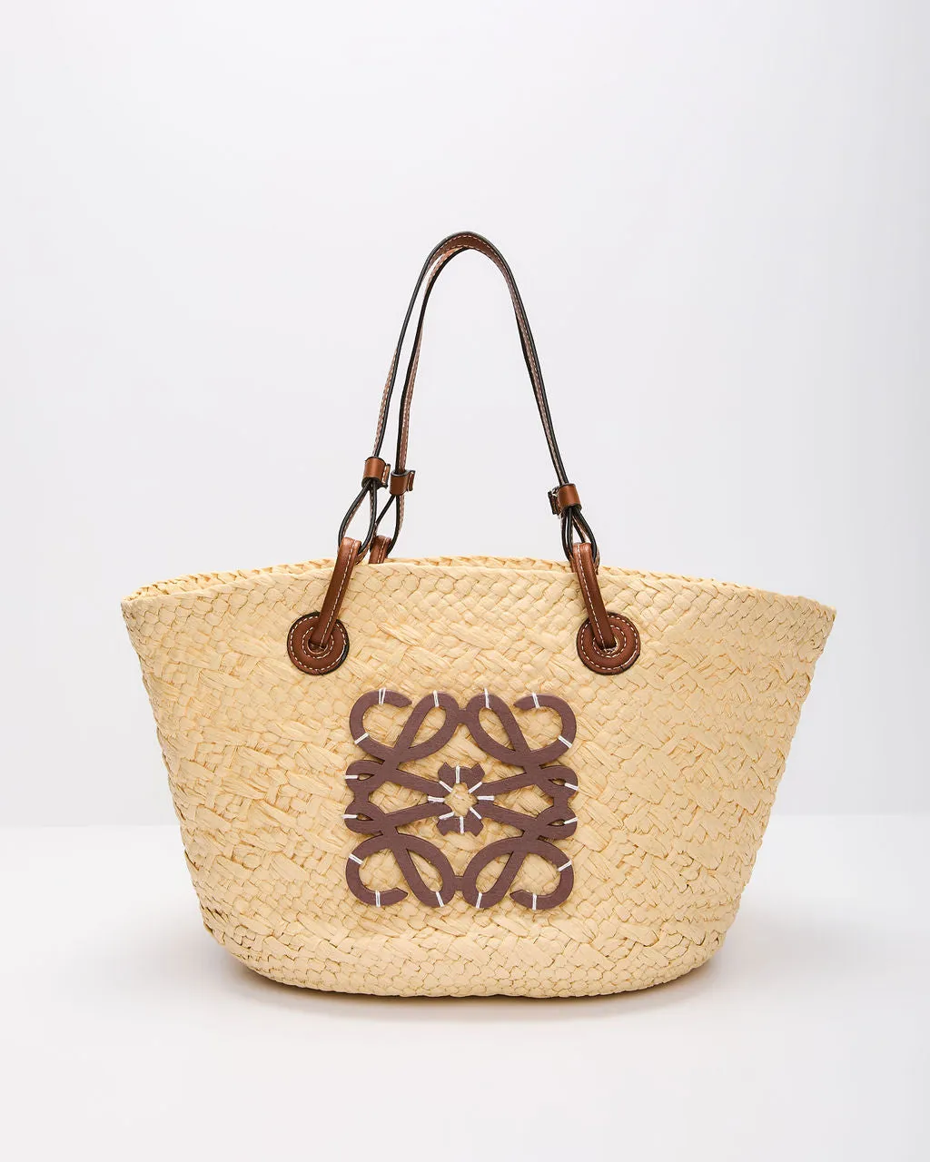 Palm Leaf Monogram Straw Tote Bag