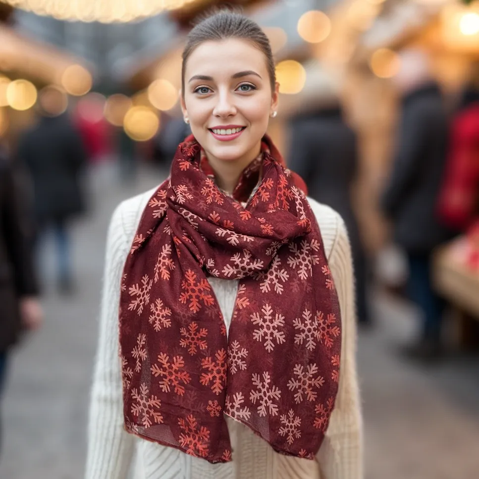 Passi - Snowflake Scarf - Wine Red