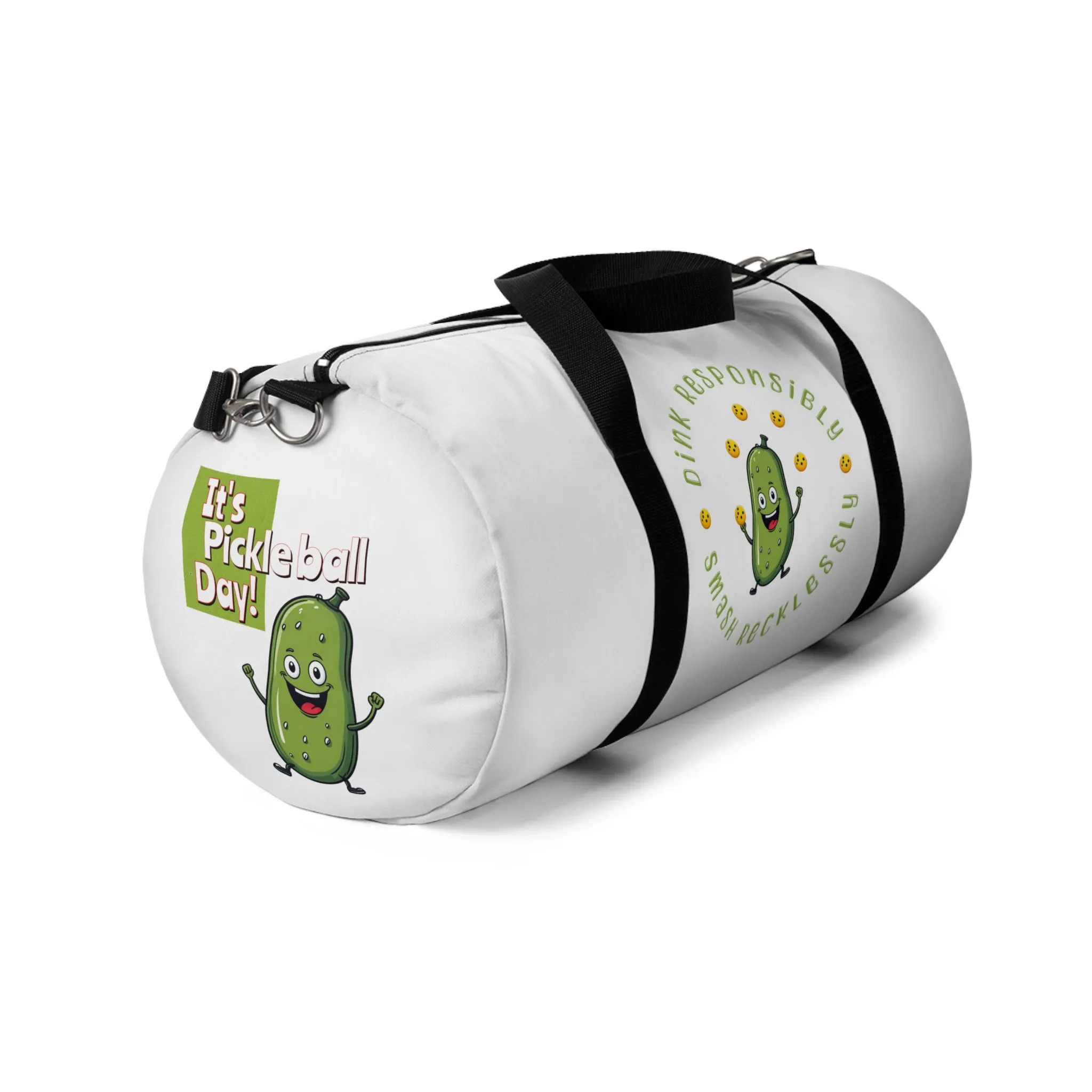 Pickleball Duffle Bag – ‘It’s Pickleball Day’ with Pickle Dude Design, Perfect for Players! Duffel Bag