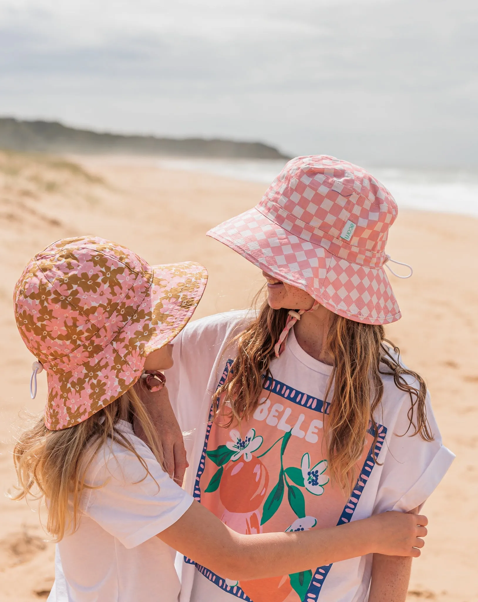 Pink Checks Broad Brim Bucket Hat