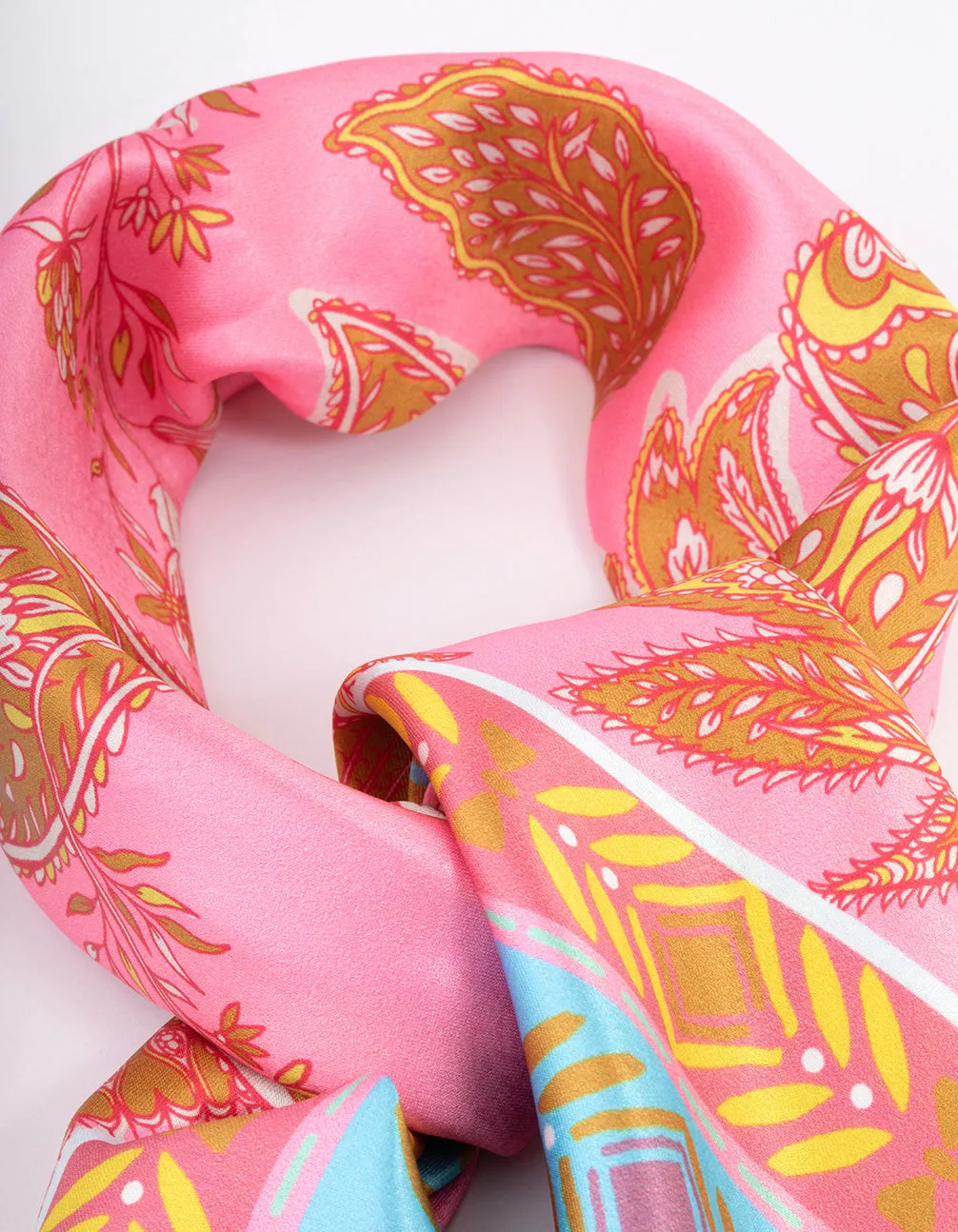 Pink Fabric Paisley Print Scarf