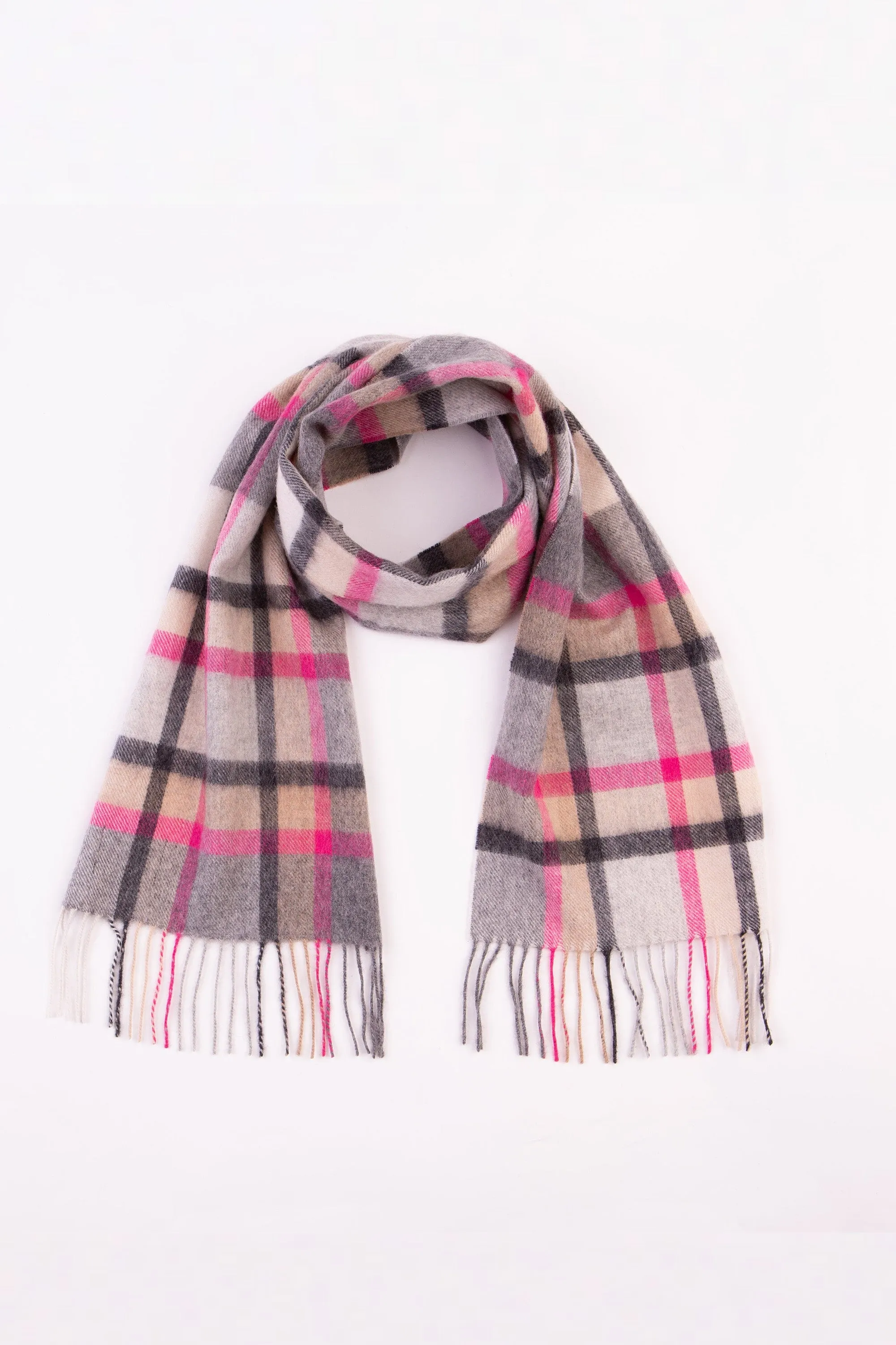 Princeton Check Lambswool Scarf - Pink