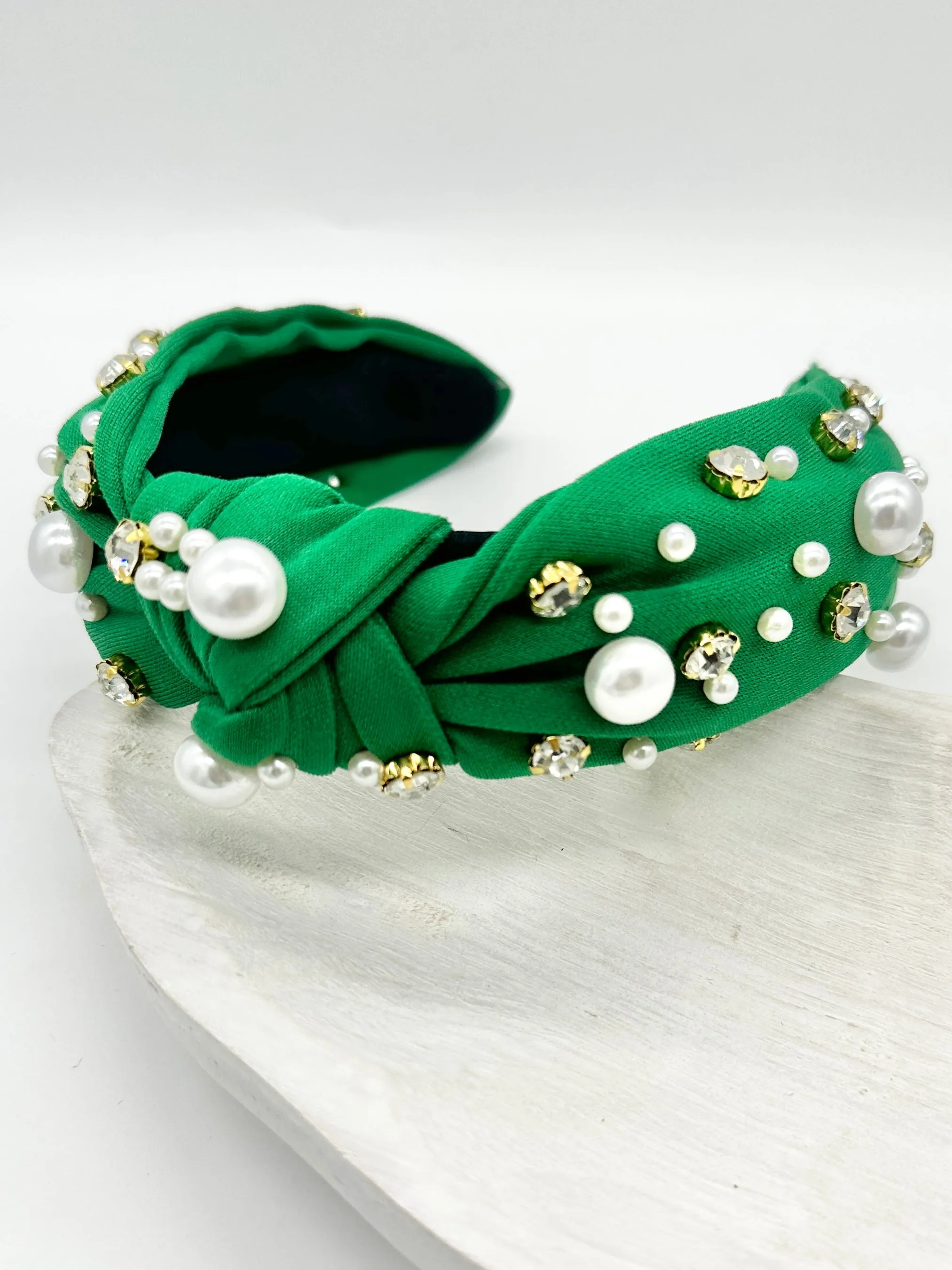 Rhinestone Pearl Topknot Headbands