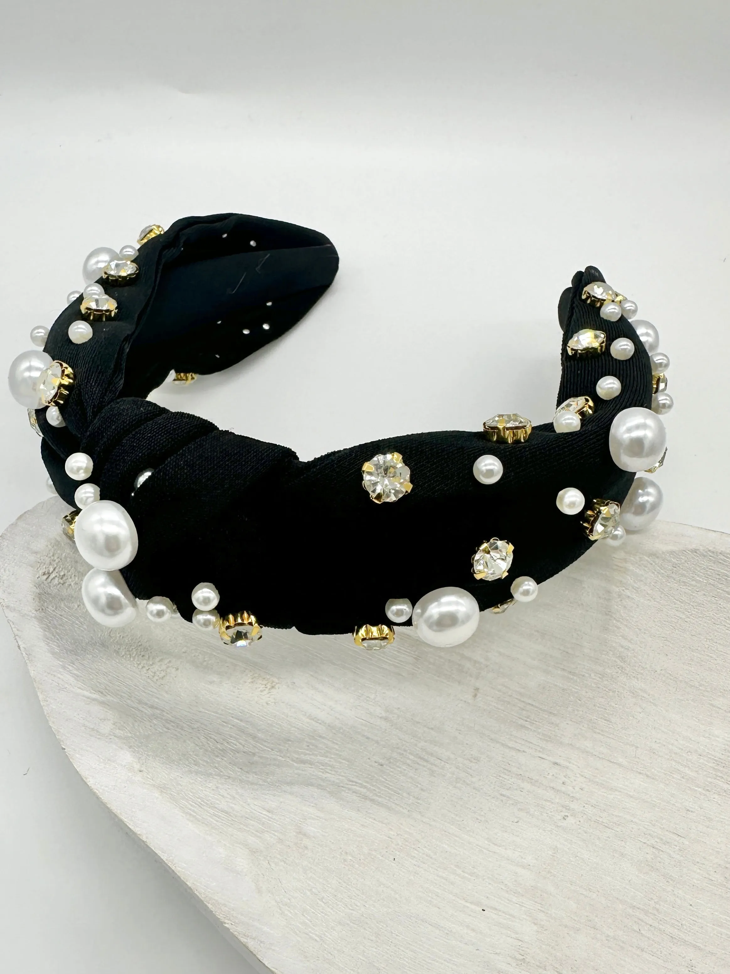 Rhinestone Pearl Topknot Headbands