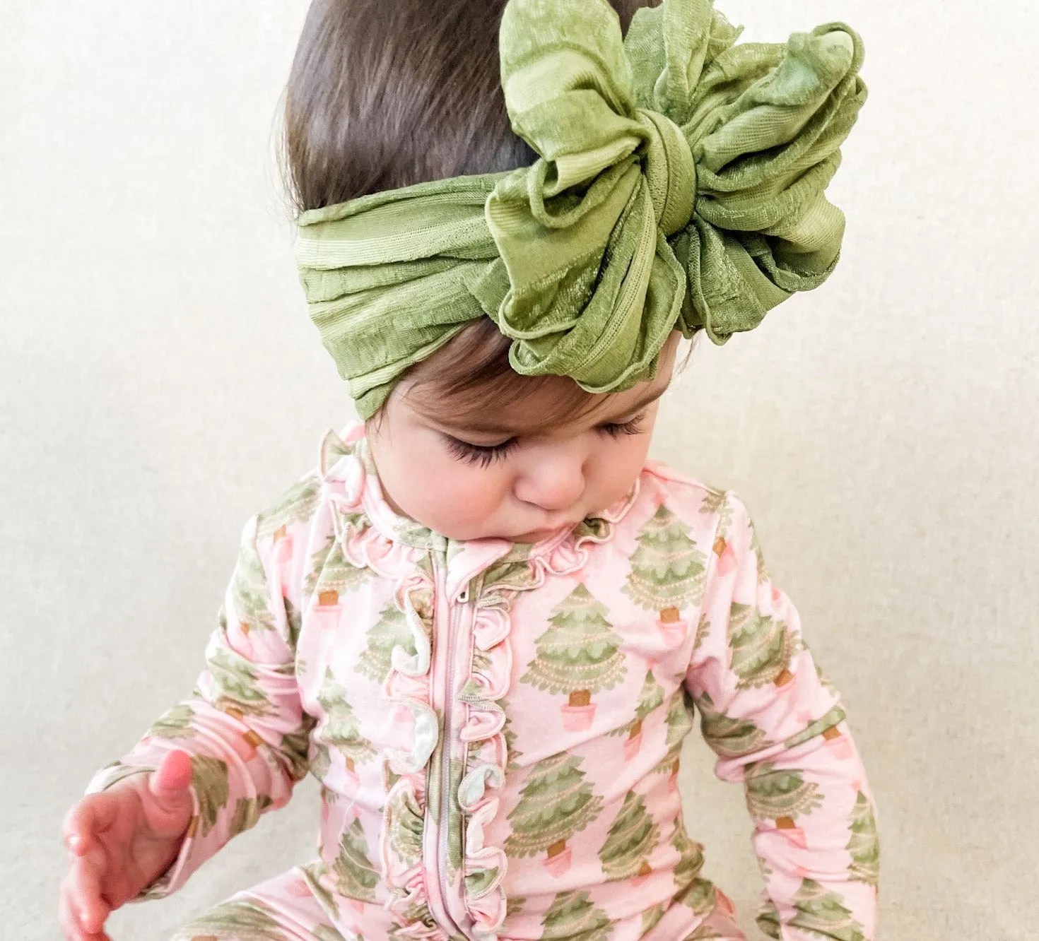 Ruffled Headband- Olive