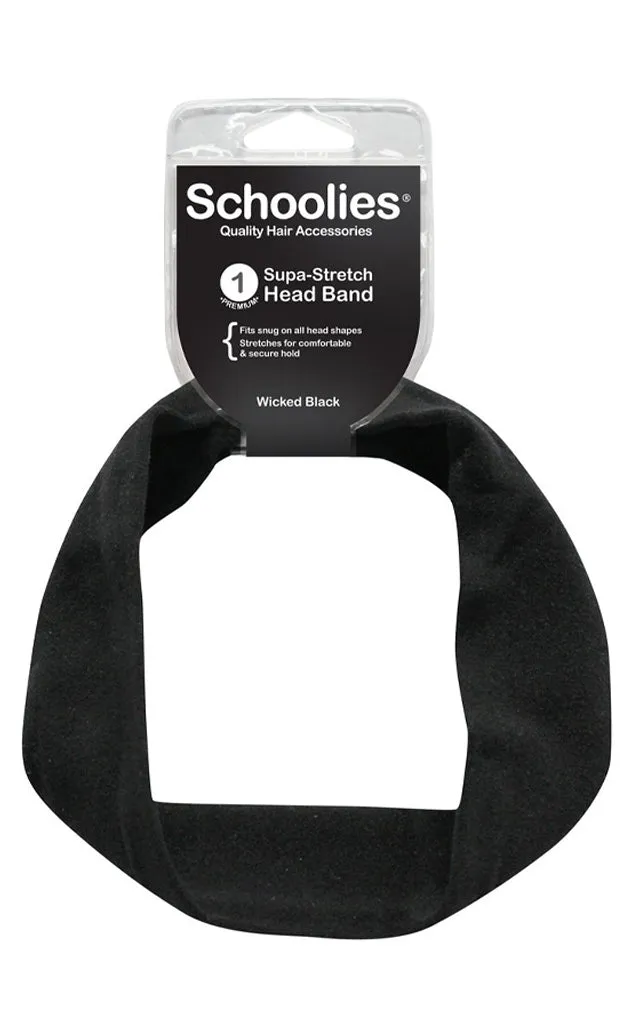 Schoolies Supa-Stretch Headband 1pc - Wicked Black