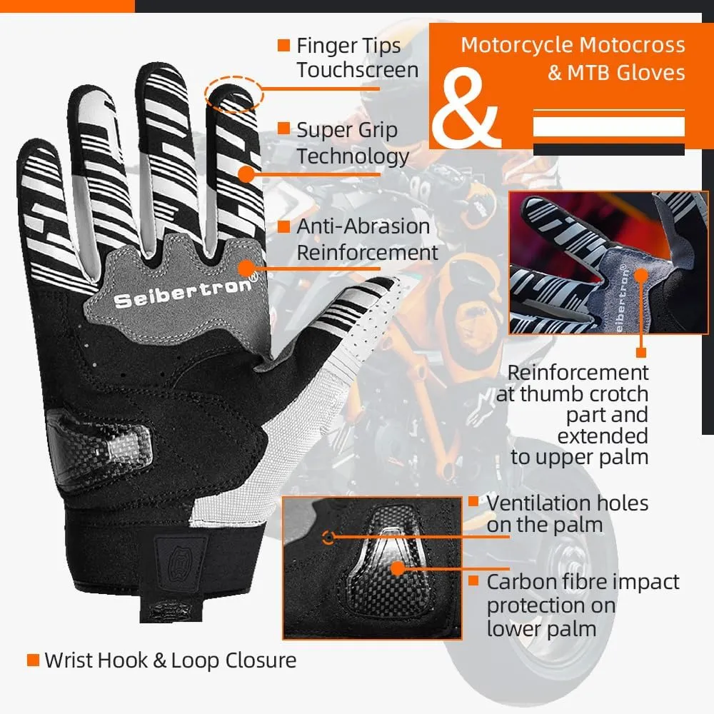 Seibertron Adult SPS-2/SPS-5 Unisex Touchscreen Road Racing Motorcycle MTB Sports Gloves