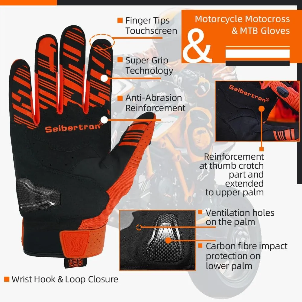 Seibertron Adult SPS-2/SPS-5 Unisex Touchscreen Road Racing Motorcycle MTB Sports Gloves