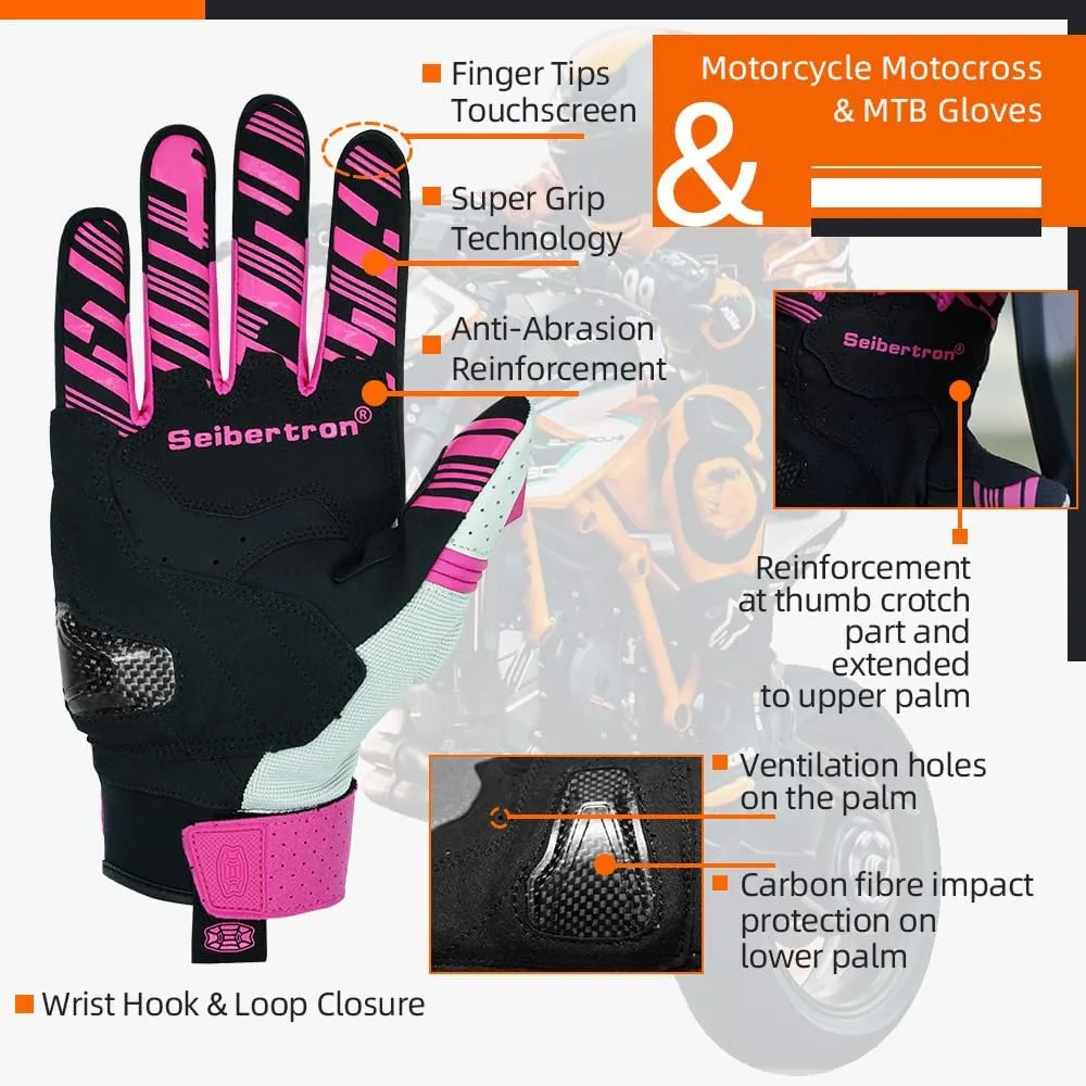 Seibertron Adult SPS-2/SPS-5 Unisex Touchscreen Road Racing Motorcycle MTB Sports Gloves