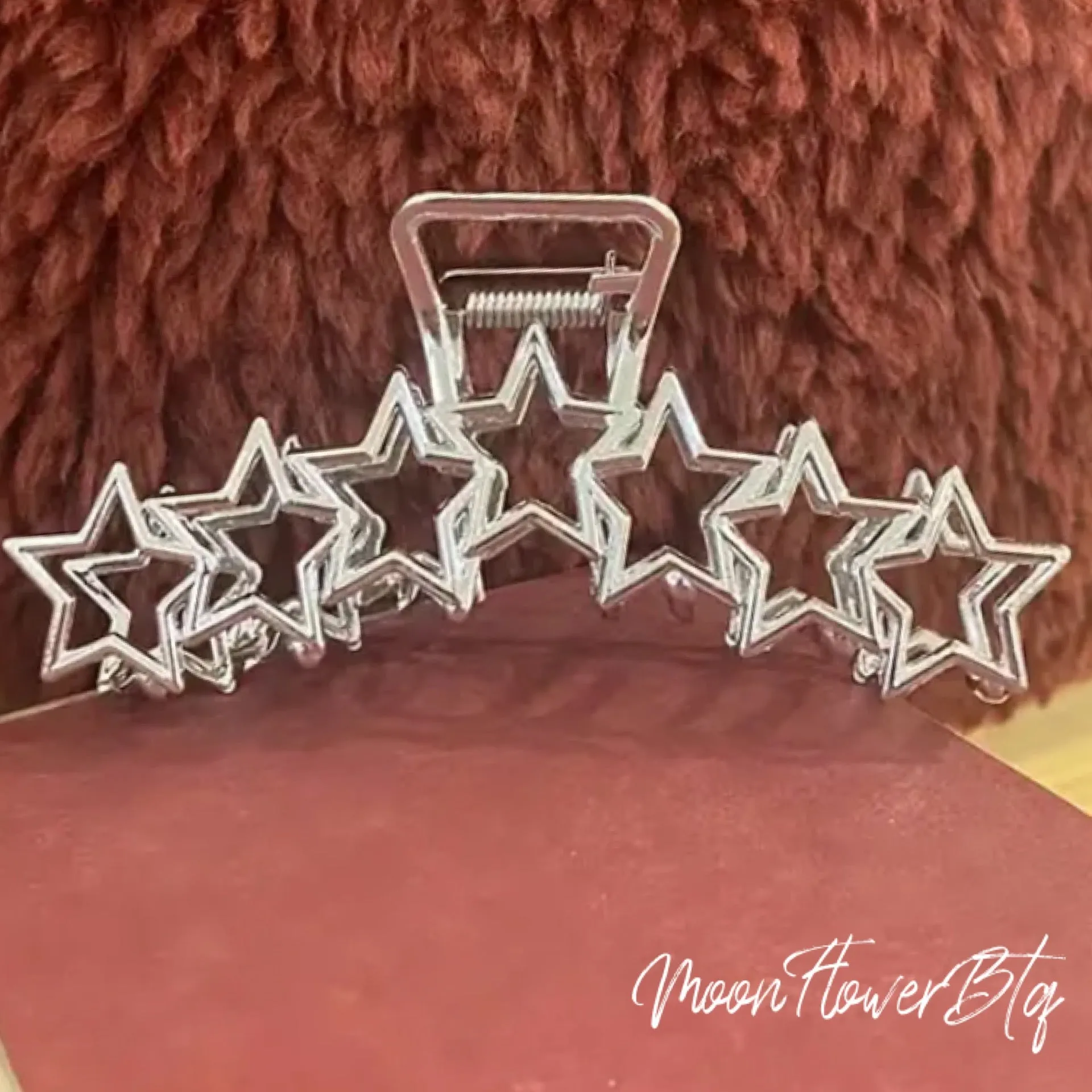 Silver Cutout Stars Hair Claw Clip