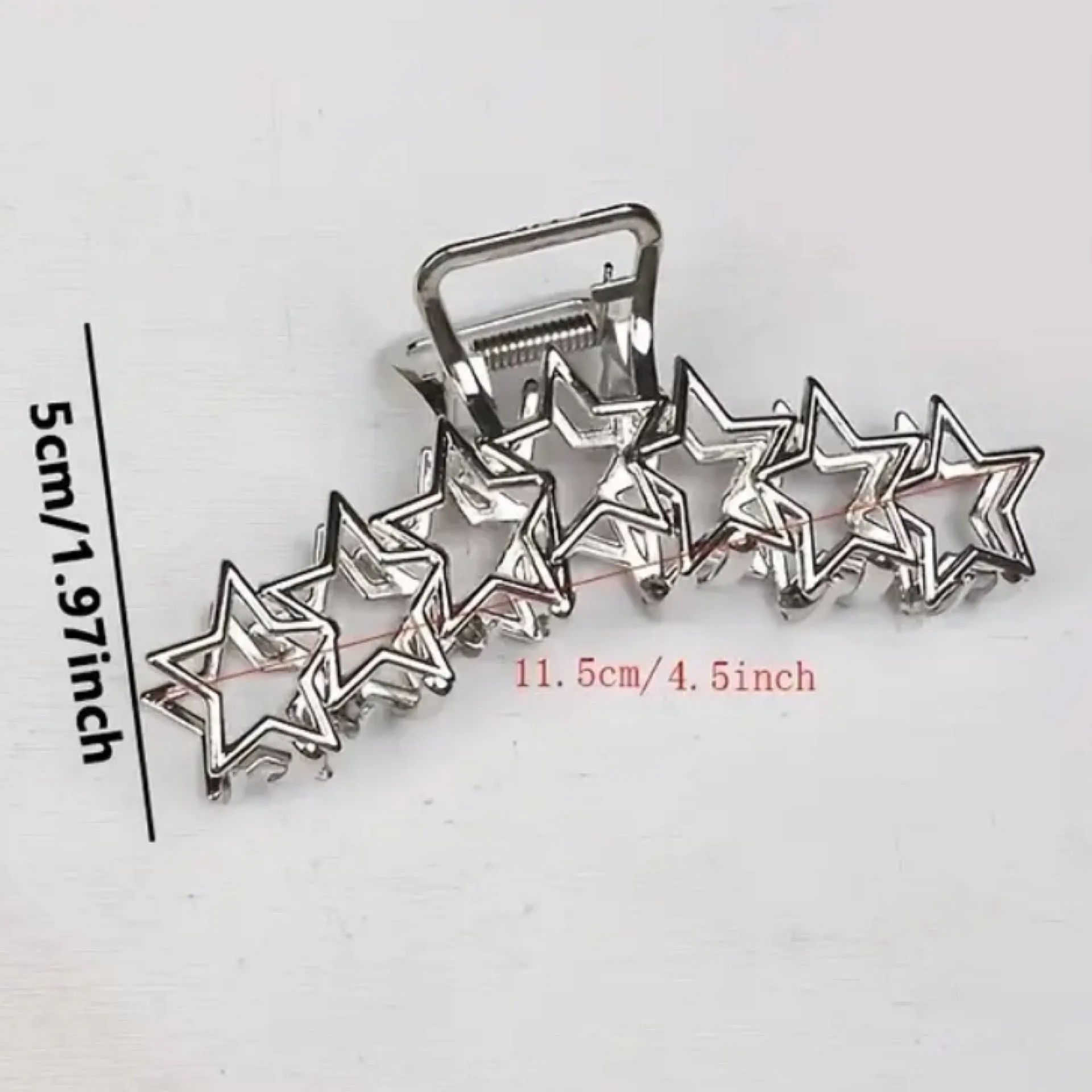 Silver Cutout Stars Hair Claw Clip