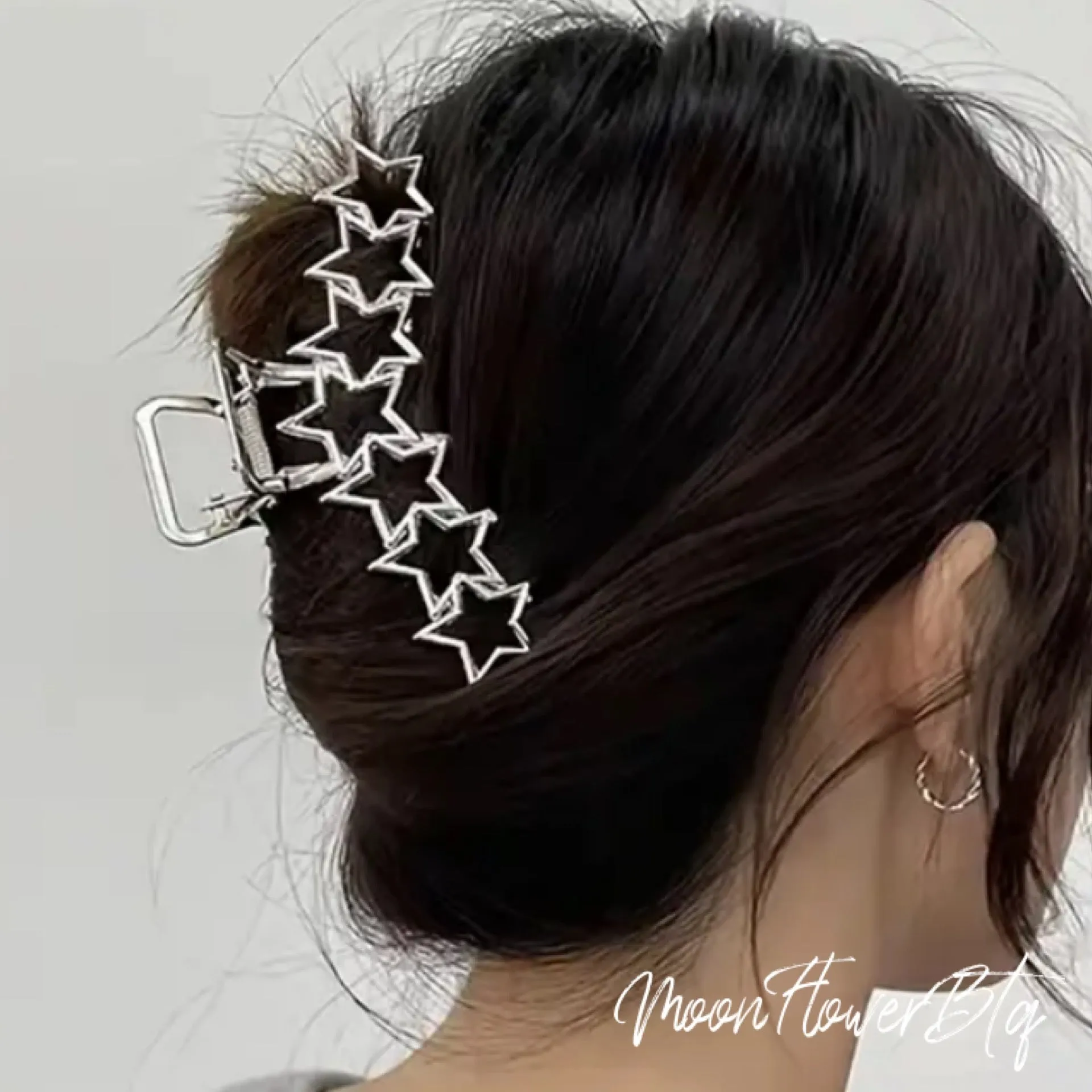 Silver Cutout Stars Hair Claw Clip