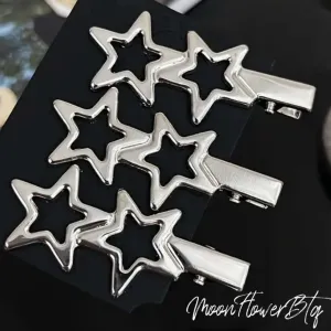 Silver Double Star Hair Clips