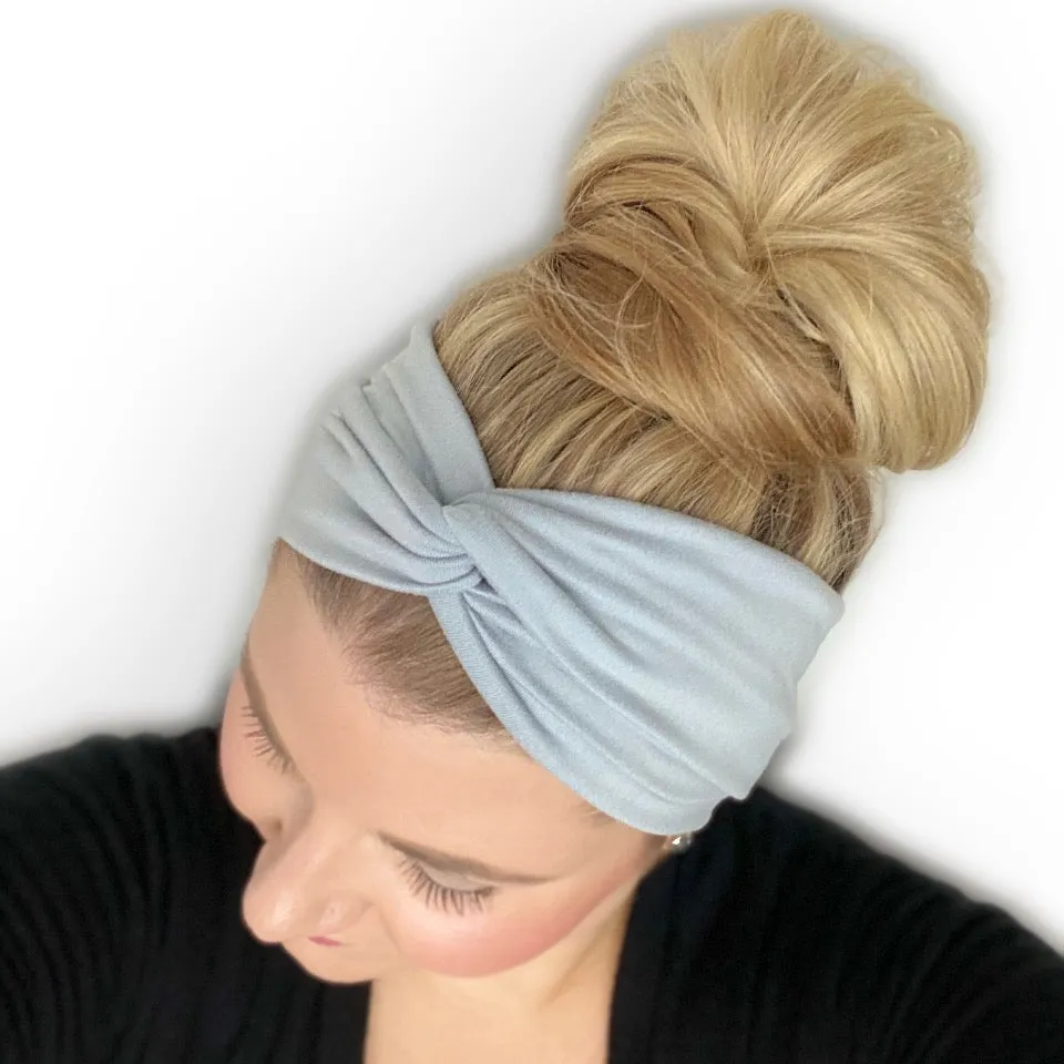 Silver Gray Twist Turban Headband