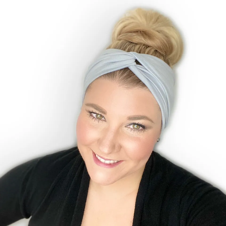 Silver Gray Twist Turban Headband