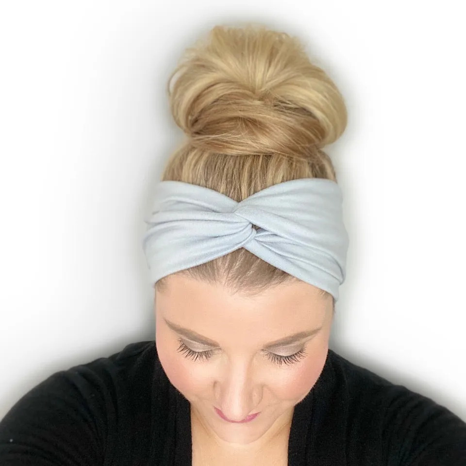 Silver Gray Twist Turban Headband