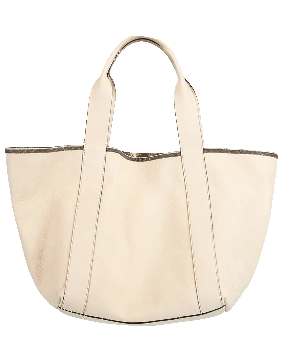 Small Monili Trim Leather Tote