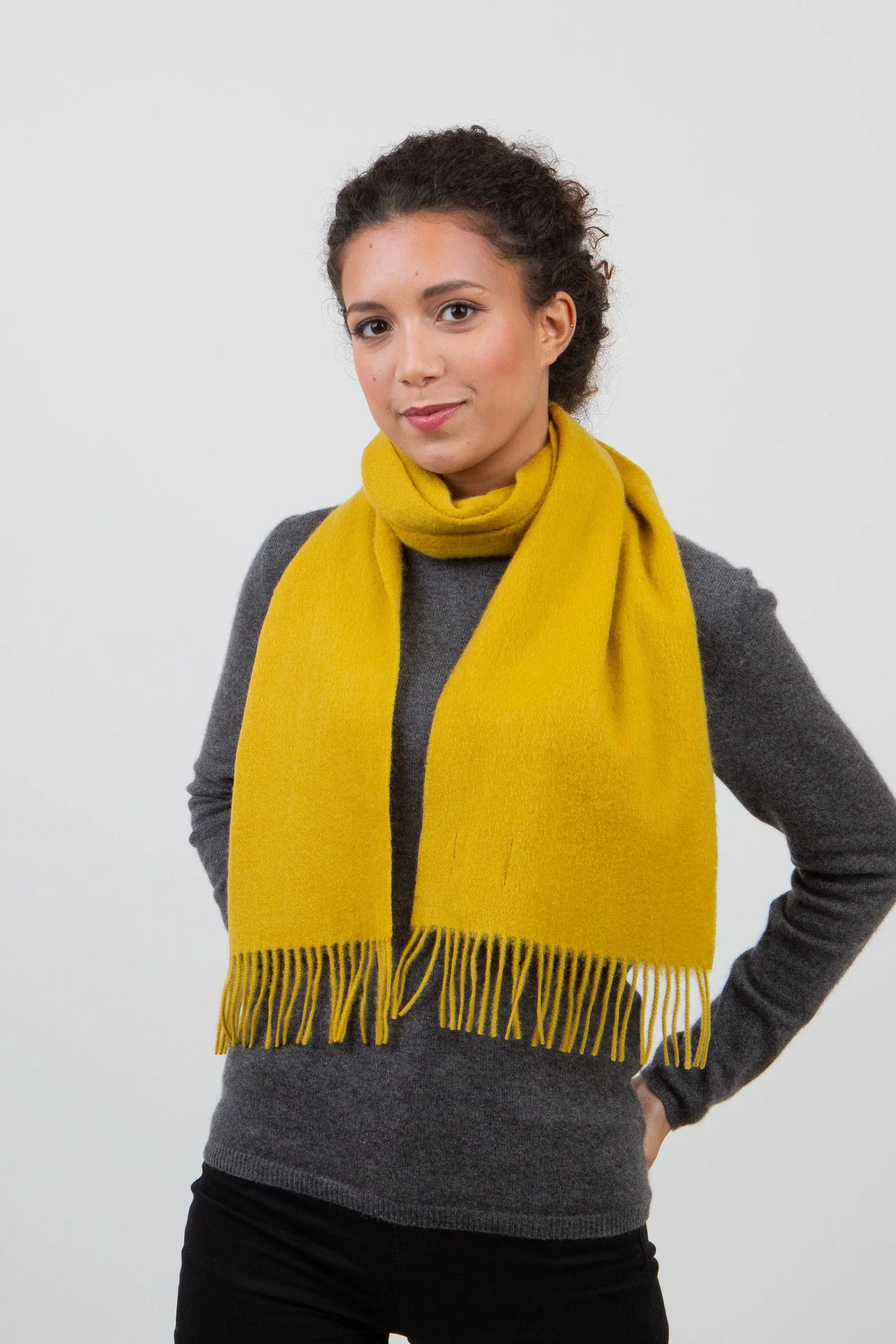 Solid Lambswool Scarf - Sulphur Green