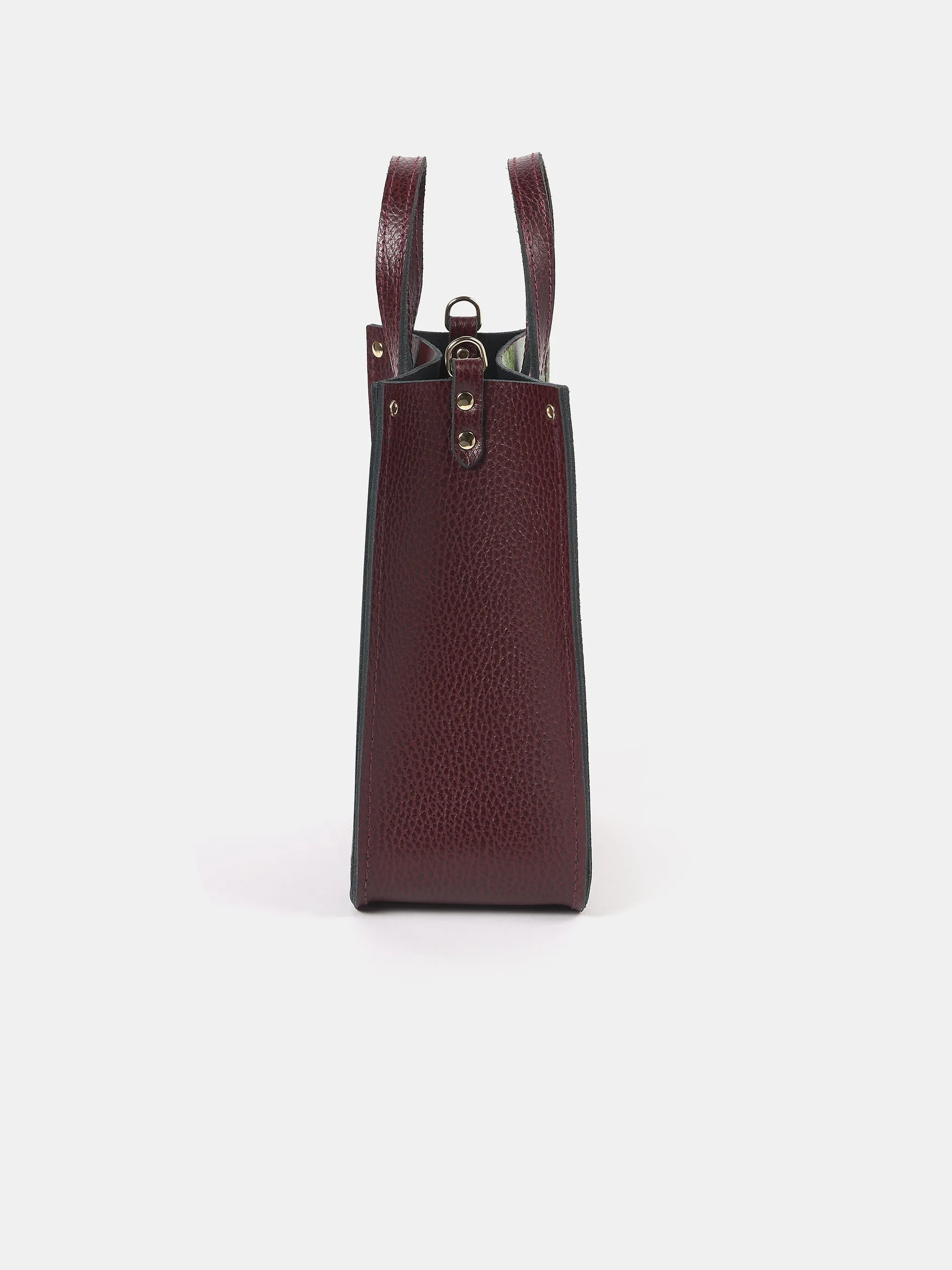 The Mini Tote - Oxblood with Water Lillies