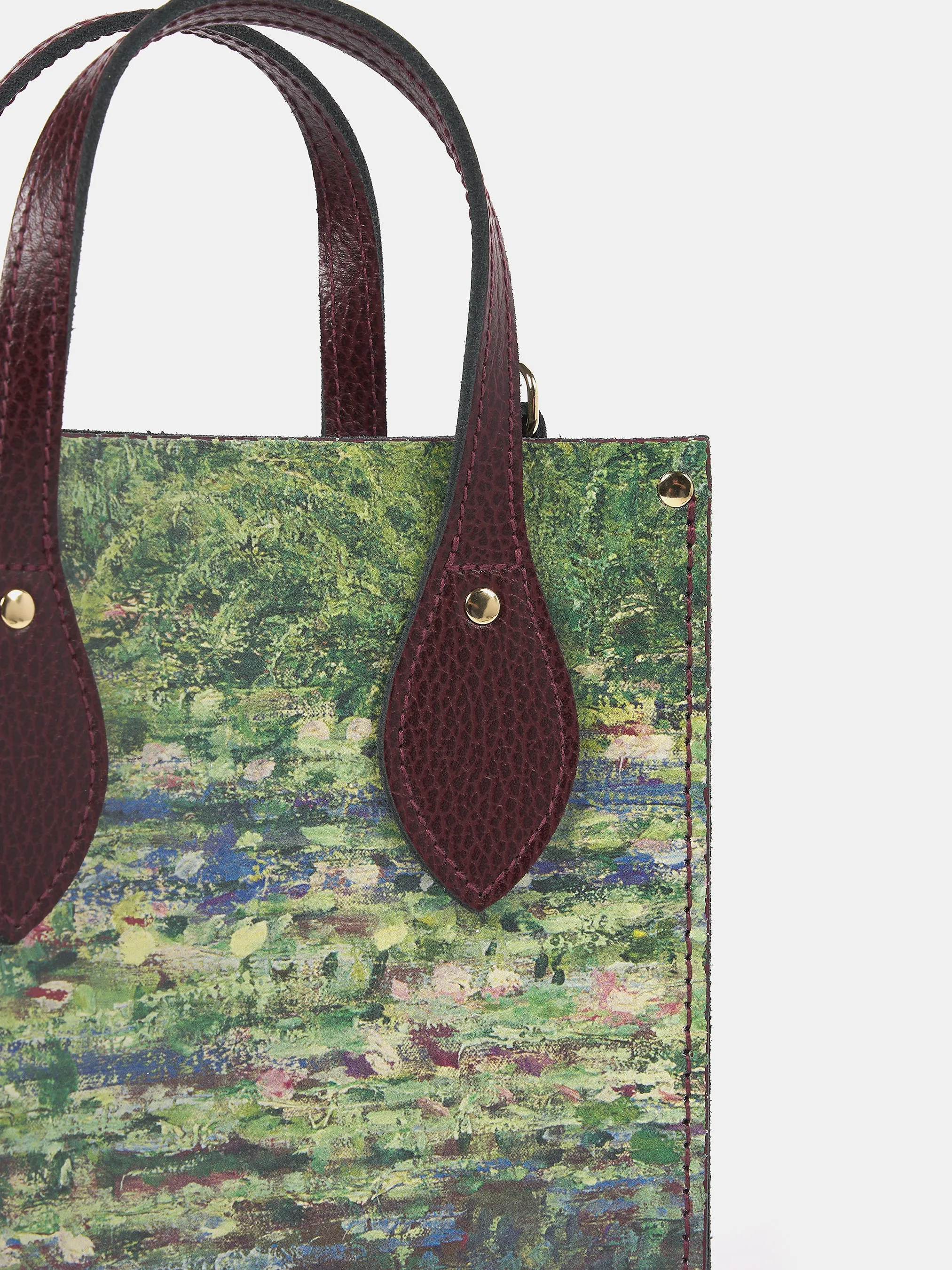 The Mini Tote - Oxblood with Water Lillies