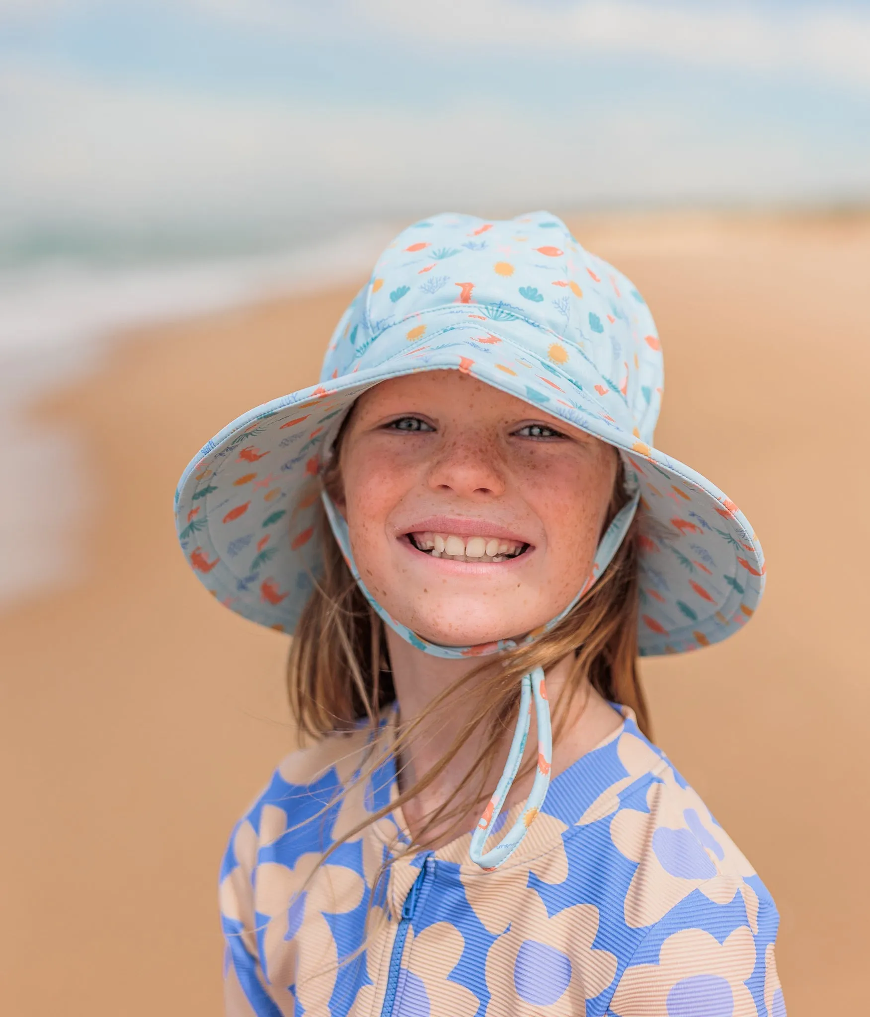 Tropical Reef Wide Brim Swim Hat