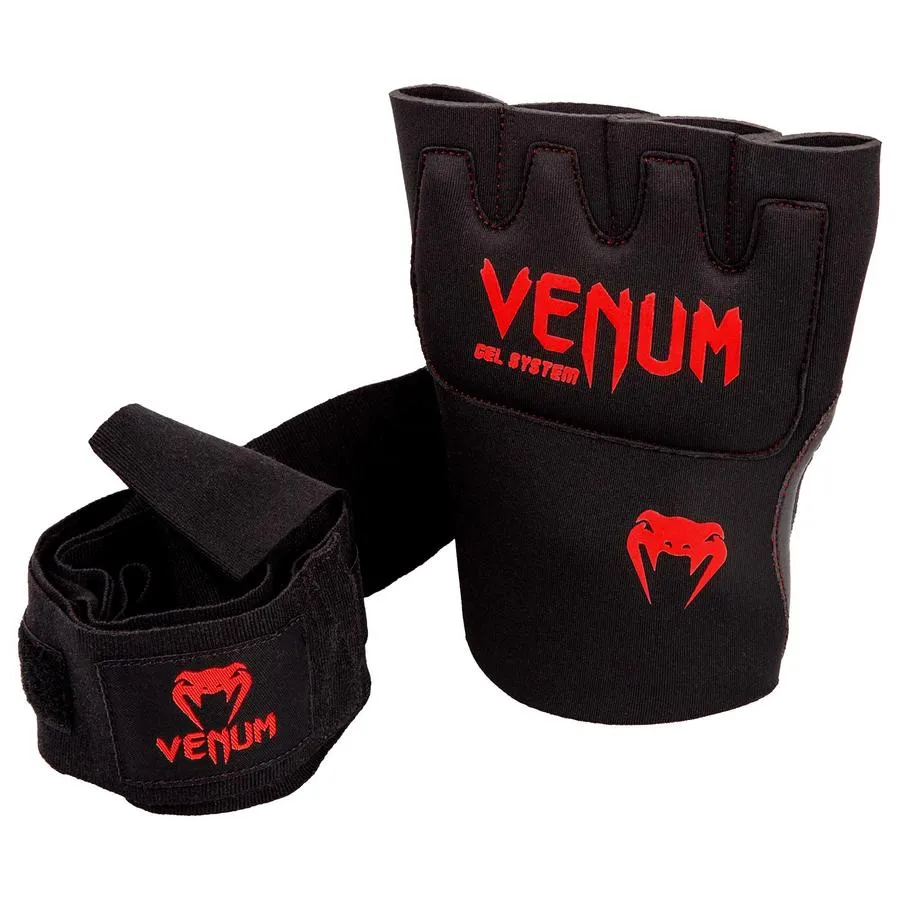 VENUM KONTACT MUAY THAI BOXING GEL GOLVES HANDWRAPS Black-Red