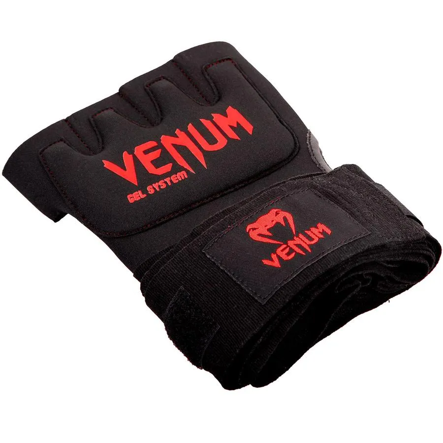 VENUM KONTACT MUAY THAI BOXING GEL GOLVES HANDWRAPS Black-Red