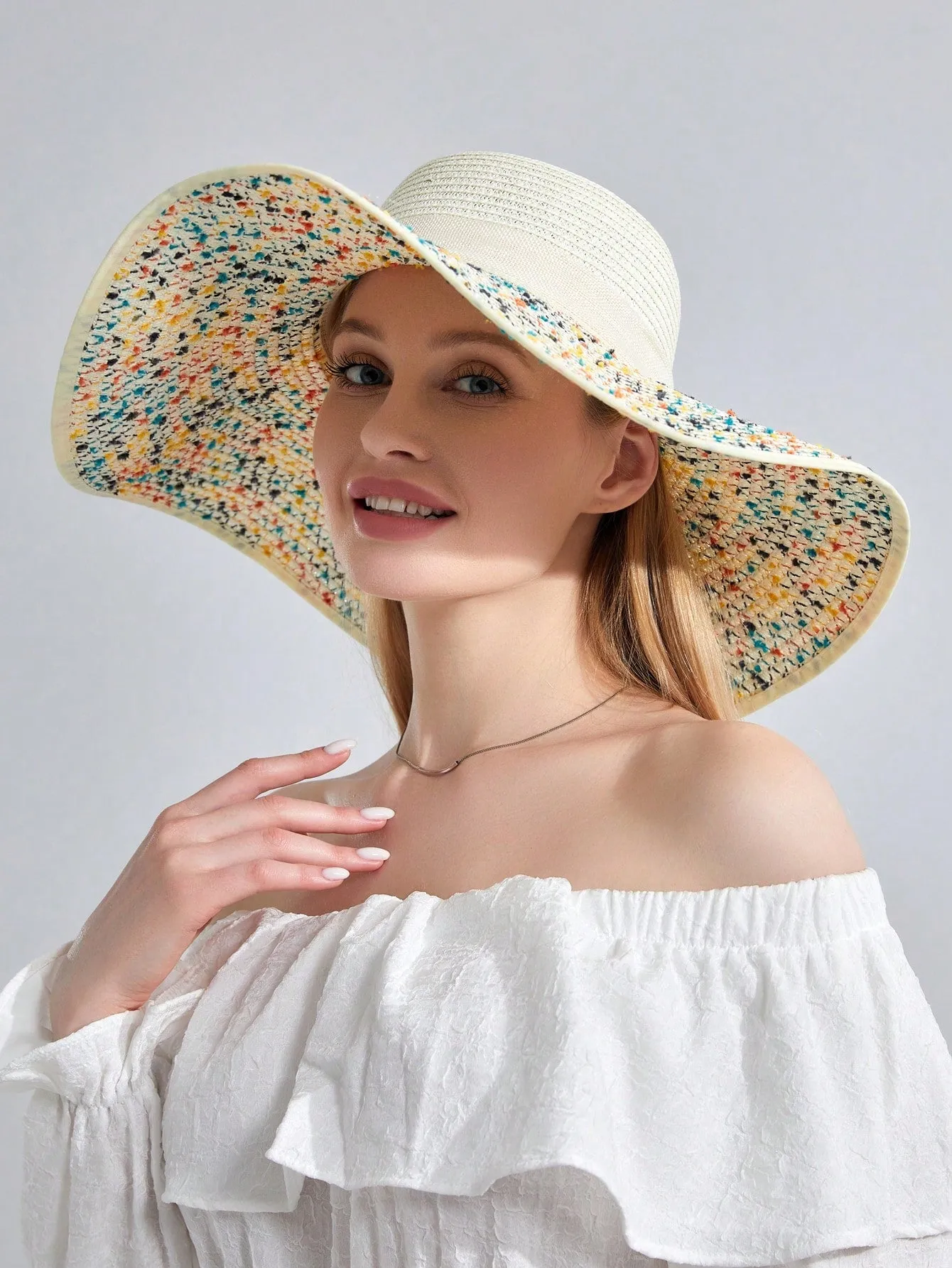 Women's Big Brim Sun Hat Floppy Foldable Bowknot Straw Hat Summer Beach Hat